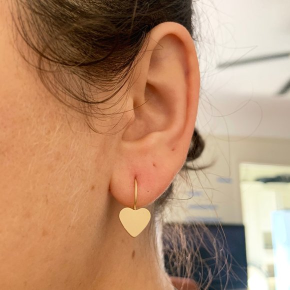 Heart Shaped Gold Plated Huggie Earrings - Picture 5 of 5